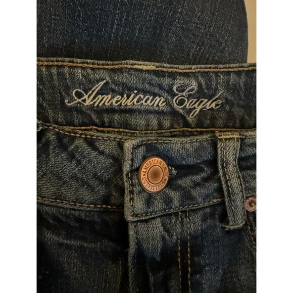 American Eagle Boy Fit Cropped Denim Jeans Women’s Size 8 Medium Wash Distressed - Picture 5 of 6